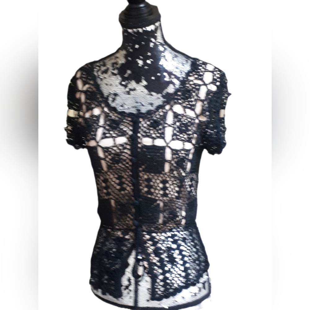 Sandra Angelozzi Black Crochet Top